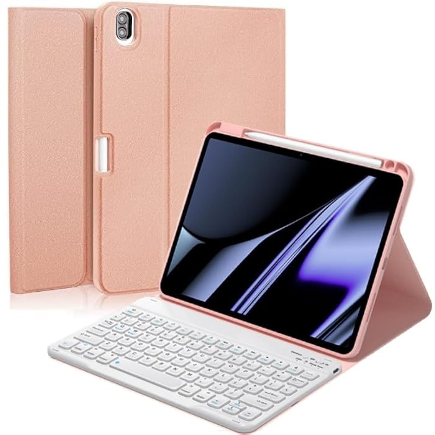 Disonbeir Keyboard Case for iPad 10.2" 9th 8th 7th Generation,Micro-Concave Key, Magnetic Detachable Bluetooth Keyboard and Pencil Holder for iPad Air 10.5"(3rd Gen)/iPad Pro 10.5'' (Pink+White)