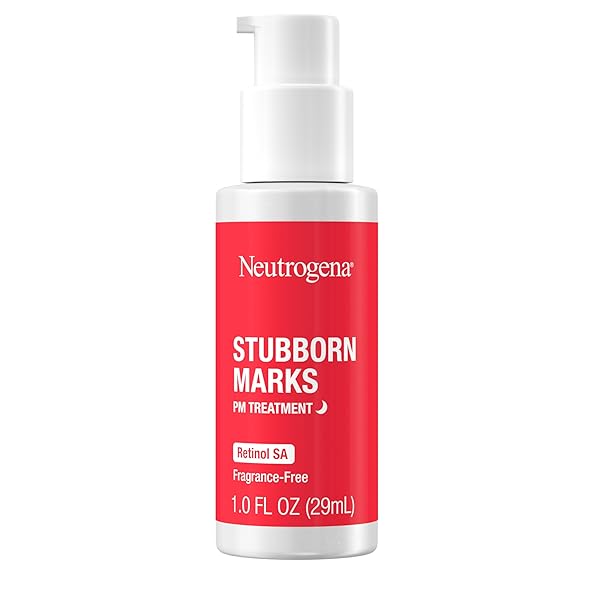 NEUTROGENA RETINOL SA, STUBBORN MARKS PM TREATMENT, FACE-EXFOLIATING TREATMENT TO HELP REVERSE THE LOOK OF POST-ACNE MARKS & UNEVEN SKIN TONE, NON-COMEDOGENIC, PM TREATMENT, UNSCENTED, 1.0 FL OZ