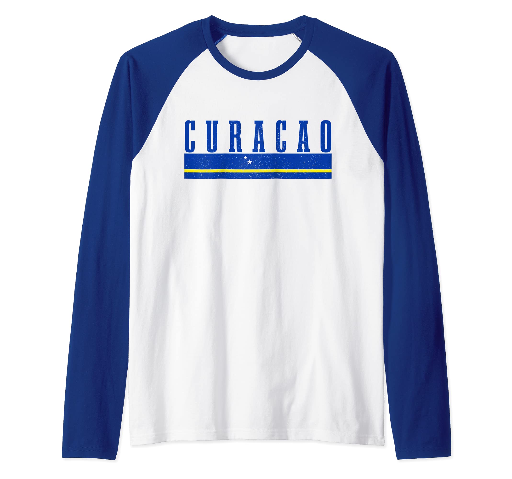 Curacao Flag Pride Caribbean Raglan Baseball Tee
