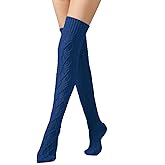 Leoparts Cable Knit Thigh High Socks for Women Over the Knee Boot Socks Extra Long Leg Warmer Winter Stockings