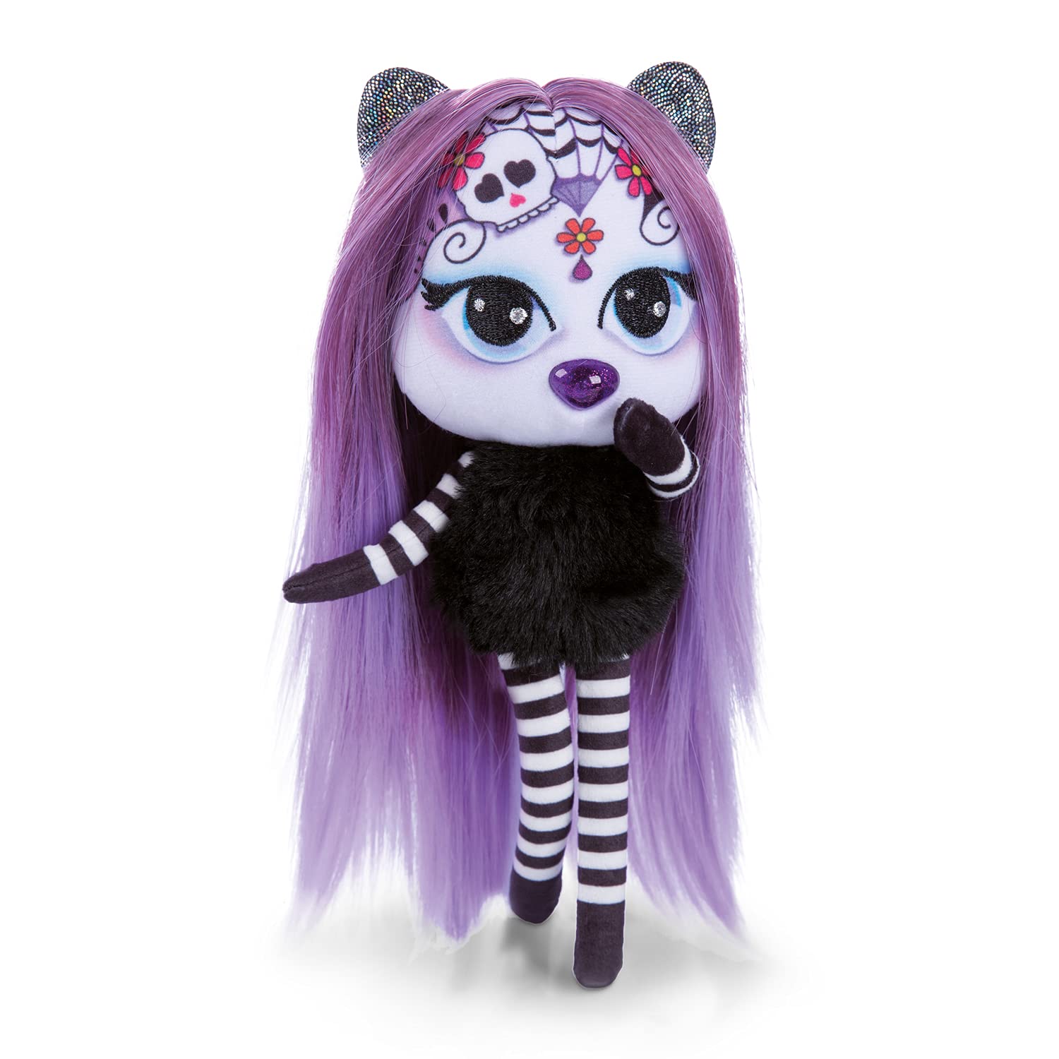 NICI Pixidoos Sunli the Doll toy 20 cm, Giftbox incl. tattoo set for kids, hair comb & friendship bracelet – Styling dolls with colourful hair – Cuddly toys to cuddle, play, style & collect