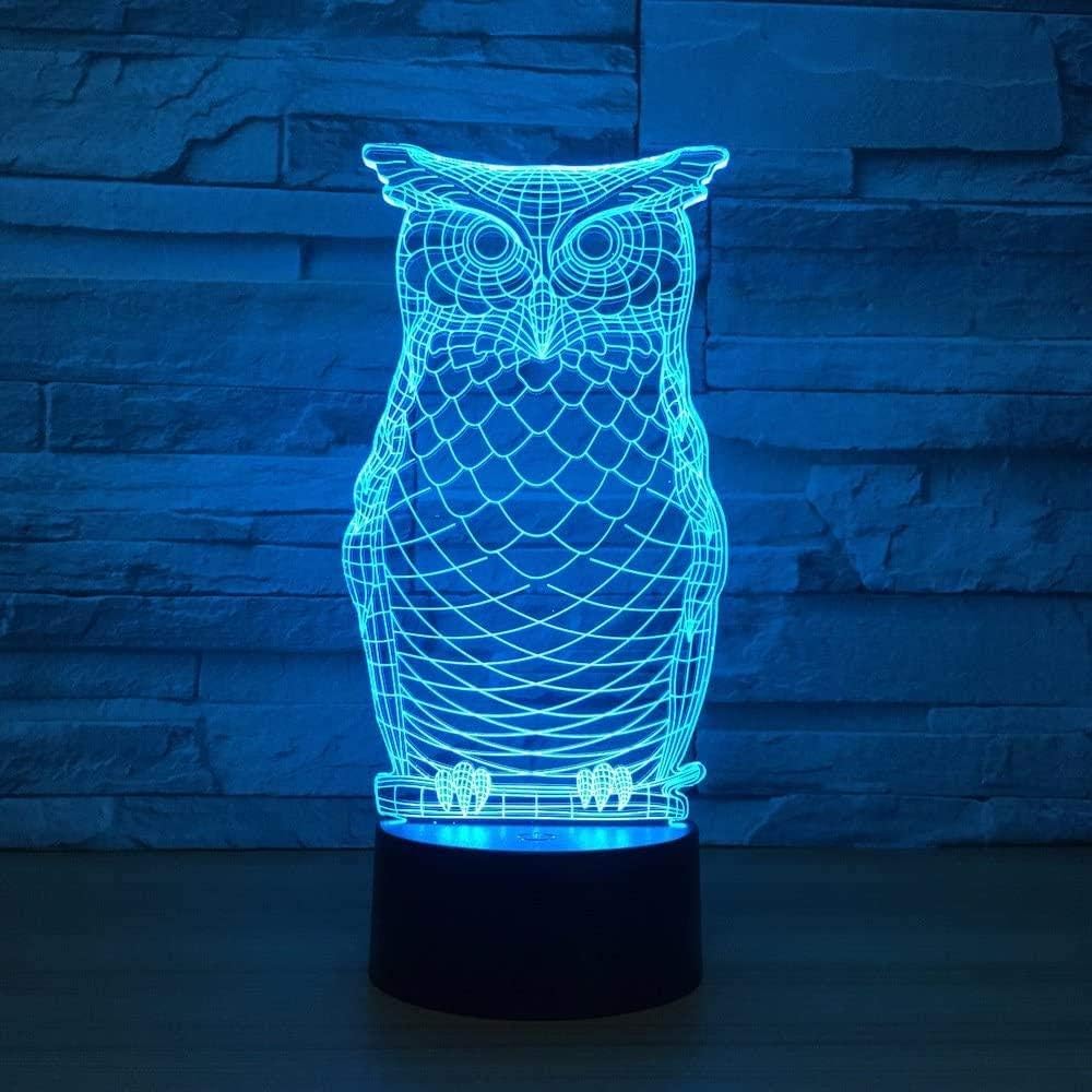 LSDAMN 3D Illusion Lamp Owl New Animal 3D Lamp Night USB LED Lighting