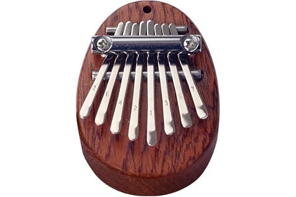 8 Key Mini Kalimba Thumb Piano Solid Wood Finger Piano Portable Marimba with Lanyard, Gift for Beginners (Mini 8 Key Wood)