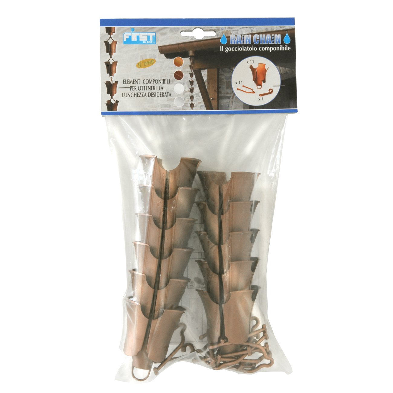 First Plast RAIN1R Modular Rain Chain Dripper, Copper Effect