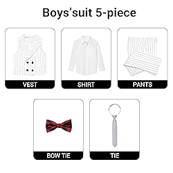 Marvelous World Boys' 5-Piece Formal Vest Suit