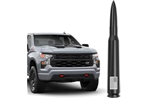 ENGIRETTE American Flag 50 Cal Bullet Antenna - Anti-Theft Design for GM Chevy Silverado & GMC Sierra 1500 2500HD 3500HD Custom High Country ZR2 Z71 RST Redline AT4 Denali 2007-2025 (Black)