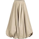 SweatyRocks Women's Y2K Elastic High Waisted Bubble Ruffled Maxi Puff Skirts