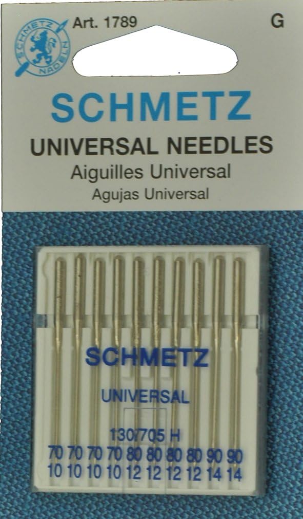 Schmetz Sewing Machine Needles Universal (Regular) Assorted, Pack of 10, Sizes 70/10, 80/12