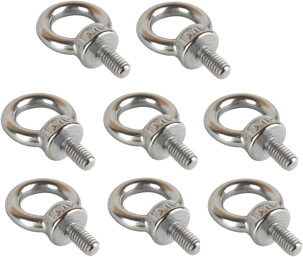 TXXMA 8pcs Eyebolts 304 Stainless Steel Lifting Ring Extended Male Thread Size M6 Heavy Duty Screw