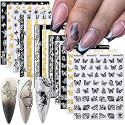 12 Sheets Butterfly Nail Art Stickers Decal 3D