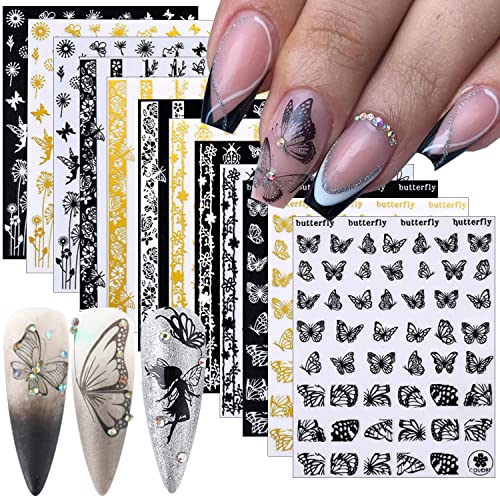 12 Sheets Butterfly Nail Art Stickers Decal 3D