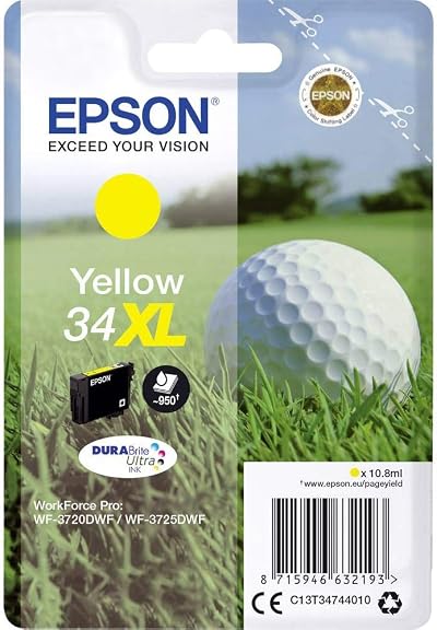 Epson 34XL Yellow Ink Cartridge High Yield DURABrite Ultra 10.8ml