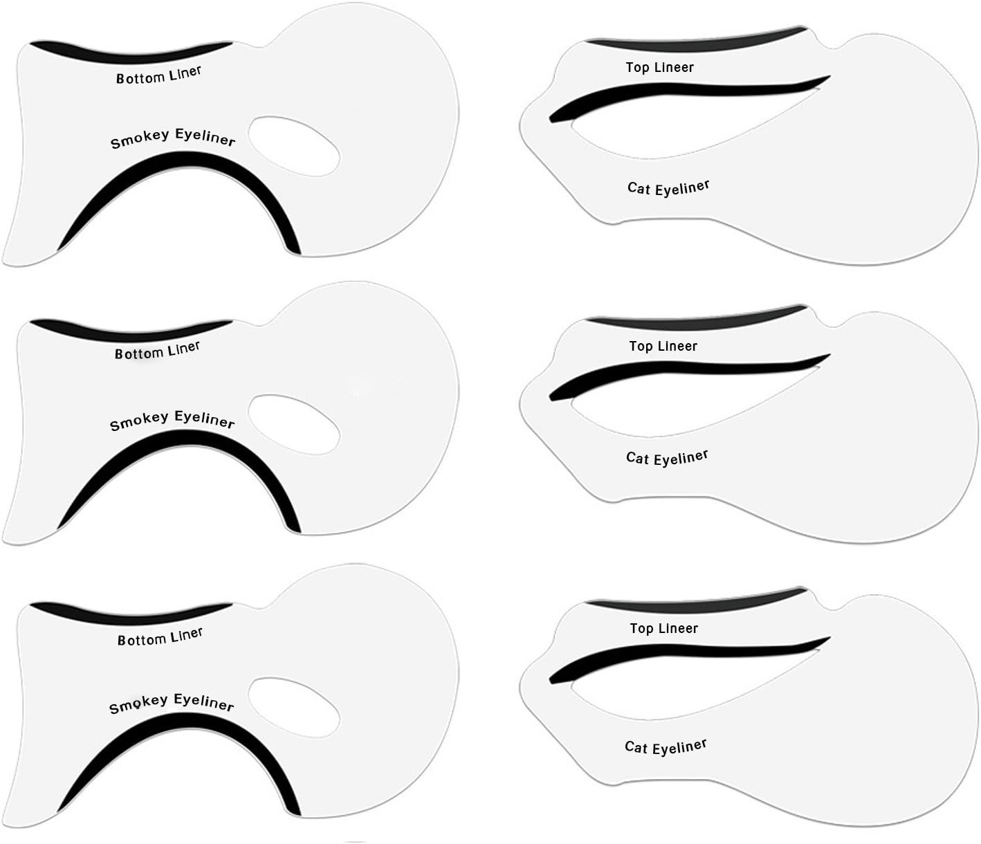 NALATI 6PCs Stencils for Perfect Cat Eyeliner and Smoky Eyes Makeup Tools (6 pack)