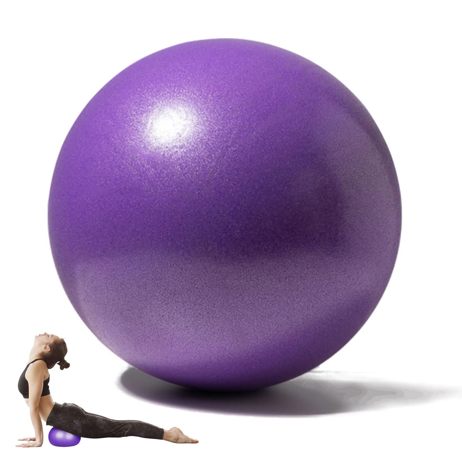 SHENGRUI 25cm Pilates Ball, 9.8 Inch Small Exercise Mini Yoga Gym Ball for Home Gym Pilates, Yoga, Balance, Core Training, Stability, Stretching with Inflation Straw - Purple