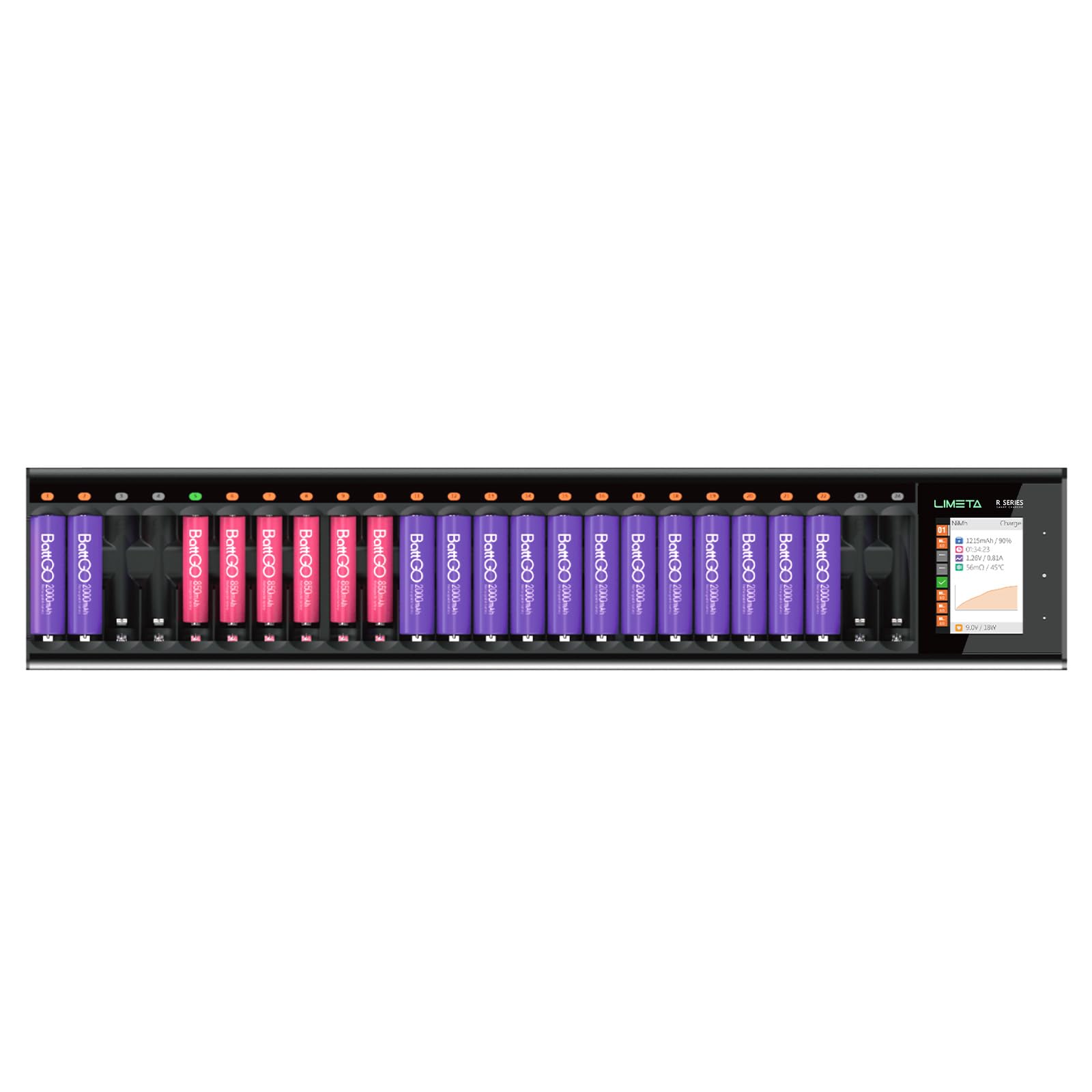 LIMETA 24 Bay AA AAA Battery Charger - High Speed