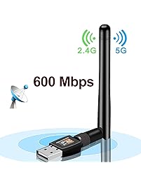 WiFi USB Adapter, AC600Mbps Dual Band 2.4GHz+5GHz Wireless Network Adapter for PC Laptop Desktop, Support Windows 10/8.1/8/7/XP/Vista/2000, Mac OS X 10.4-10.13