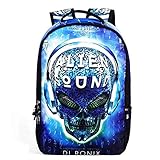 Badiya Personalized 3D Skull Printed Pattern Casual Traveling Backpack School Bag