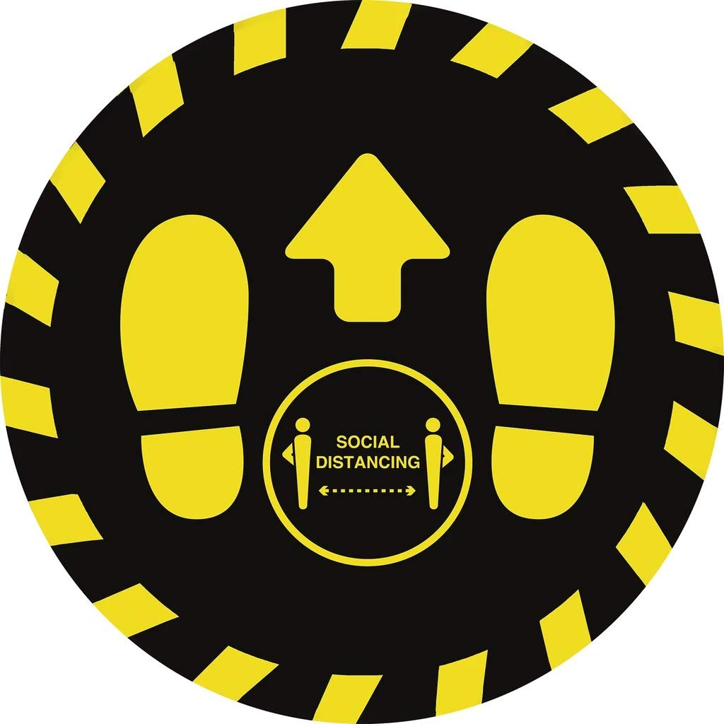 King of Flash Keep Distance Floor Sticker Sign - Social Distancing Floor Stickers - 10 Pack (Foot Flow Direction) - Premium Floor Grade Vinyl