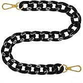 Purse Charm Chain for Bags,Acrylic Handbags Chain Short Bag Chain Strap for Purse,Short Handle Bag Luxury Handbag Strap Decorative Replacement Accessories Chains for DIY Crafts - 18.5in Black