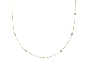 Ritastephens Sterling Silver Gold Tone Designer Style CZ By the Yard Station Chain Necklace, 18"
