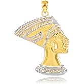 High Polish 10k Two-Tone Gold Egyptian Queen Nefertiti Bracelet Charm