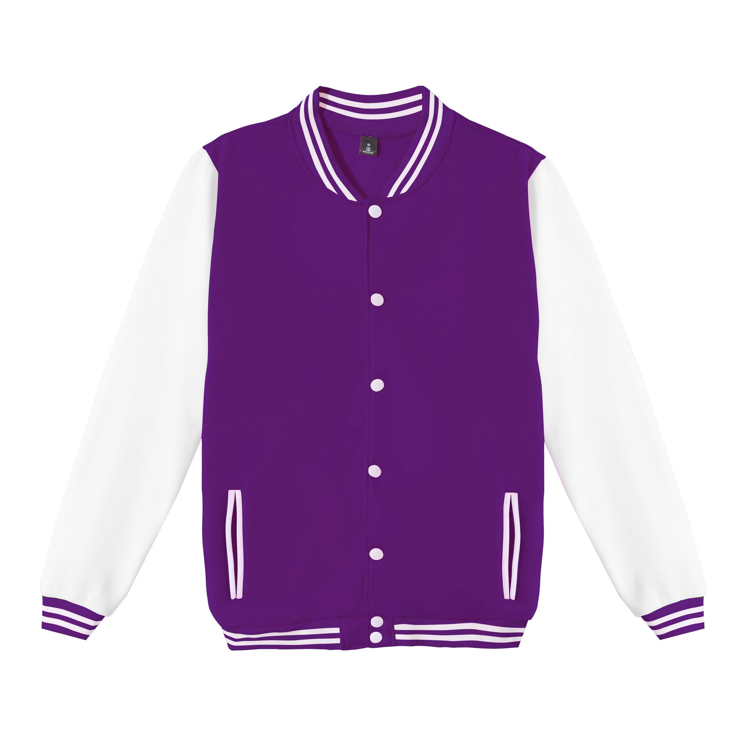 Photo 1 of Mowbeat Women Baseball Jacket Varsity Uniform Unsex Adult Motorcycle Jackets Coat Casual Loose Cardigan Men's Track Jacket (Purple,XL)