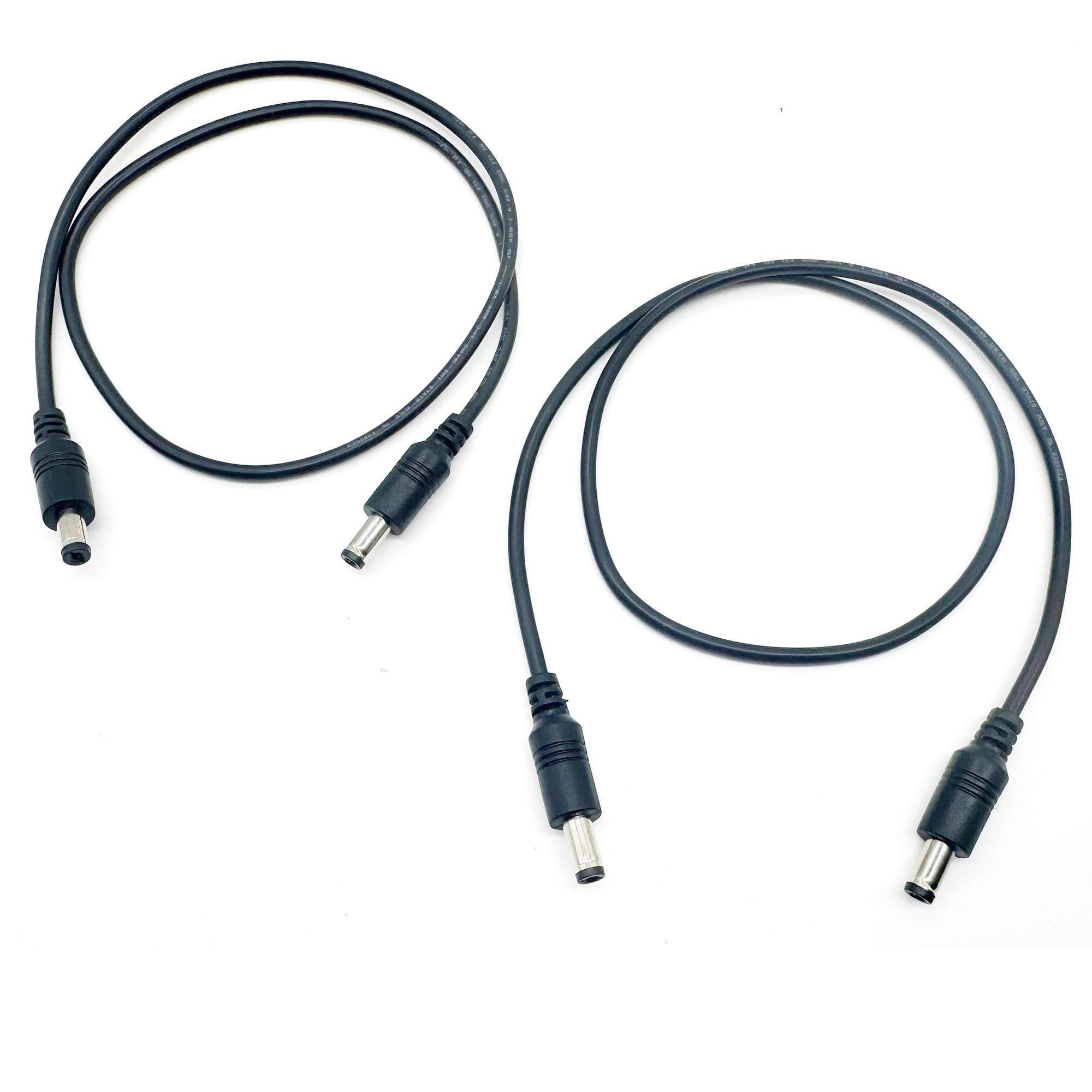 UpperFu 2pcs DC Power Plug 5.5mm x 2.5mm Male Plug to 5.5mm x 2.1mm Male Adapter Connector Cable Cord 60cm 18AWG for LED Strip, Surveillance Camera,CCTV Security Camera,LED Display,IP DVR,Router