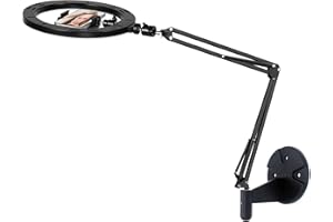 ACETAKEN Ring Light Wall Mout Phone Holder, 10'' Ring Light with Wall Folding Arm Compatible with iPhone 15 14 13 12 11 Xr Xs X 9 8 7 Plus and Samsung Cell Phones and Webcams