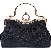 CORIOS Women Evening Bag Floral Embroidery Clutch Bag Vintage Handbag Bridal Wedding Purse Elegant Shoulder Bag