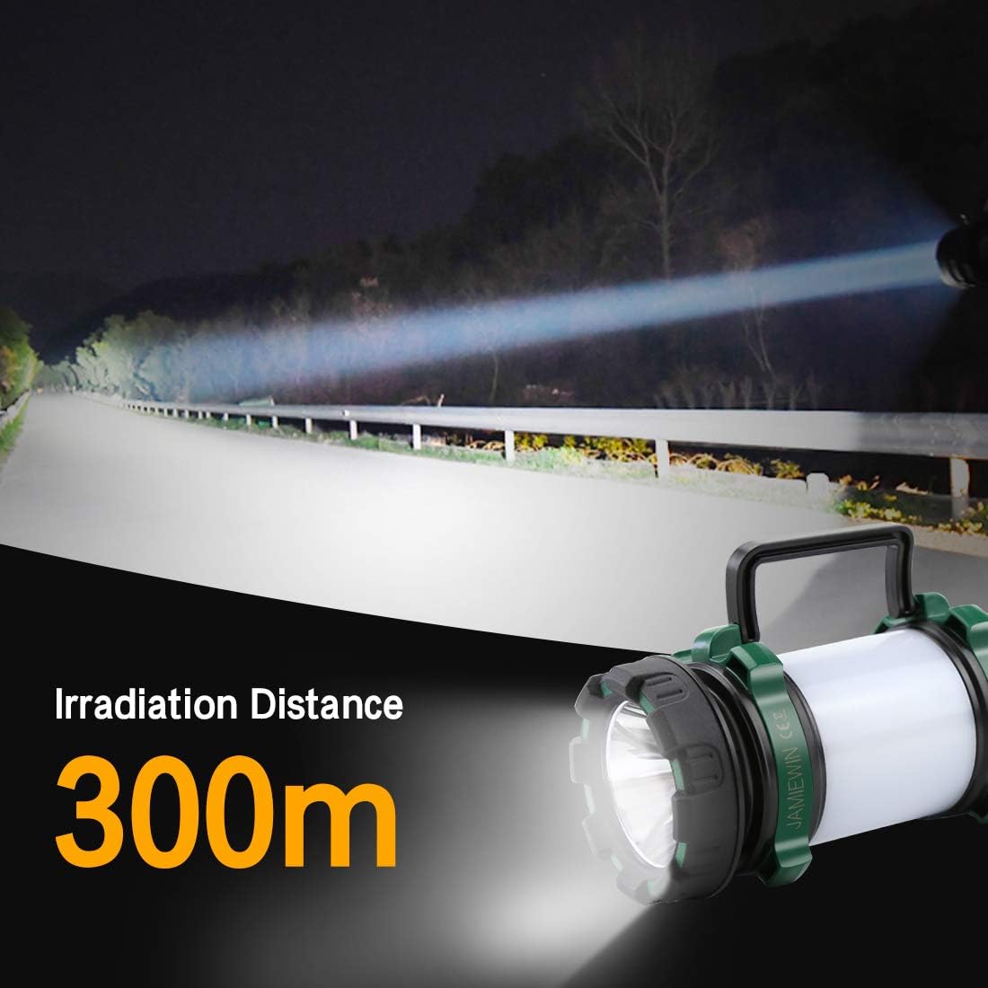 JAMIEWIN 3 in 1 Led Camping Lantern Rechargeable, Lantern Flashlight with 6 Modes, 4000mAh Power Bank Waterproof Camping Lights Torch for Hiking Exploration Hurricane Emergency Outdoor Indoor - - 