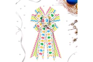 ON-AIRSTORE Easter Wreath Bows Easter Colorful Decor Easter Eggs Rainbow Burlap Bows for Wreath, Easter Day Wave Strips Ribbon Bows Easter Tree Topper Bows for Indoor Outdoor Decoration Wreath Ornament Supplies