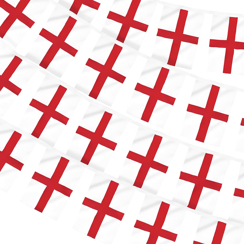England Bunting Football Euro's Decorations 9 Metres of Bunting With St Georges Cross English Flags For Indoor or Outdoor Use