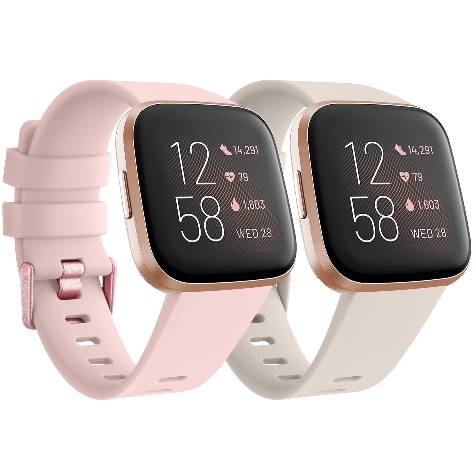 for Fitbit Versa Straps/Fitbit Versa 2 Straps/Fitbit Versa Lite Strap,Silicone Sport Replacement Strap s Compatible with F itbit Ve rsa Lite/Fi tbit Ve rsa 2/F itbit V ersa for Women Men (Pack B,S)