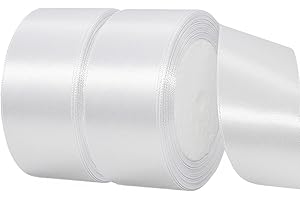 IEFOAH 1 1/2 Inch White Satin Ribbon,50 Yards White Ribbon Solid Fabric Ribbon for Gift Wrapping Floral Bouquets Wedding Home Party Decoration