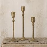 Antique Brass Gold Candlestick Holders Set of 3, Iron Taper Candle Holder | Cast Iron, Vintage Tall Candle Stands for Dining Table Centerpiece, Wedding, Fireplace Mantel Decor, Christmas Decorations