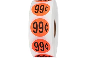 Perco Fluorescent Red 1-Inch Circle 99 Cents Promotional Sale Stickers—1,000 Labels/Roll—Ideal for Storefronts, Retail Merchandising, Flea Markets, Sales Events, Discount Marking, Clearance—USA Made