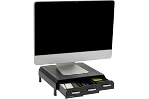 Mind Reader ' Perch' Pc Laptop IMac Monitor Stand and Desk Organizer, Black, 12.87 X 13.46 X 2.72