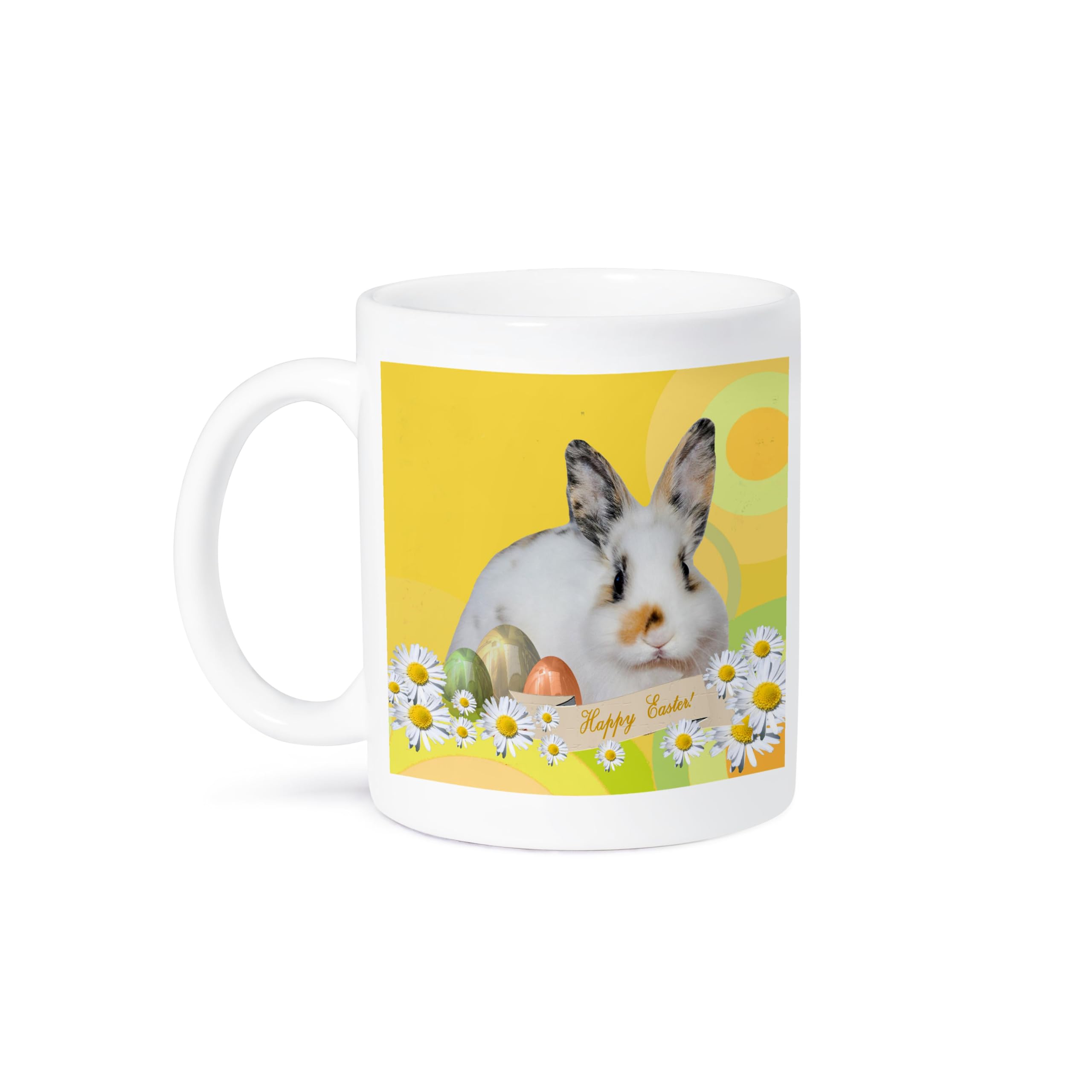 3dRose Calico Bunny Rabbit with Daisy Flowers and