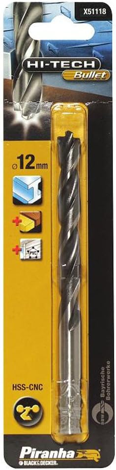 Piranha Hi-Tech Bullet HSS-CNC Metal Drill Bit, 12 mm, 12mm