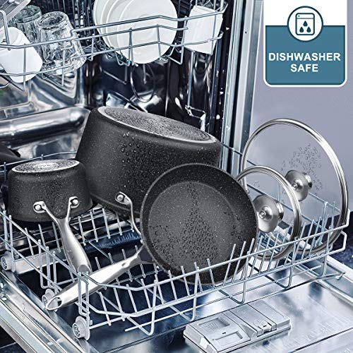 Dealz Frenzy NonStick Induction Cookware Set, Dishwasher Safe Stone