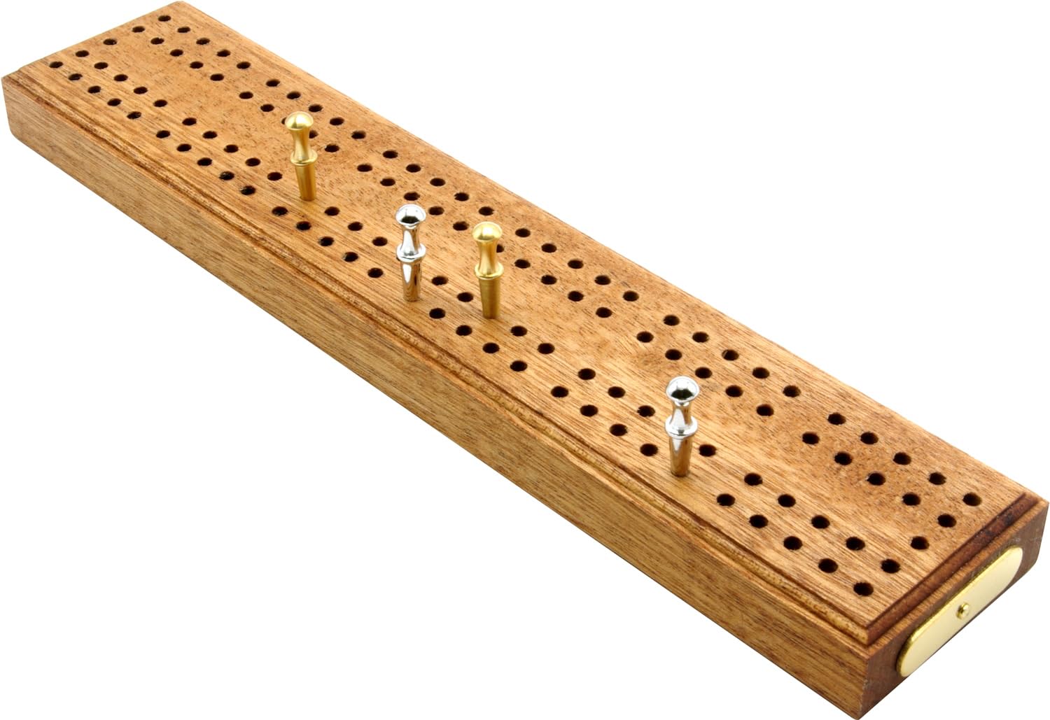 British Hardwood Cribbage Board with Peg Storage - 24cm - Supplied with 4 Metal Pegs and Instructions - Unisex, Adult/Teen - Handmade in the UK by Brimtoy