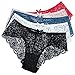 Women's Triangle Panties - Cotton Fashion Bikini Panty Lace edge Soft Sexy Panties Set (Basics, Medium)