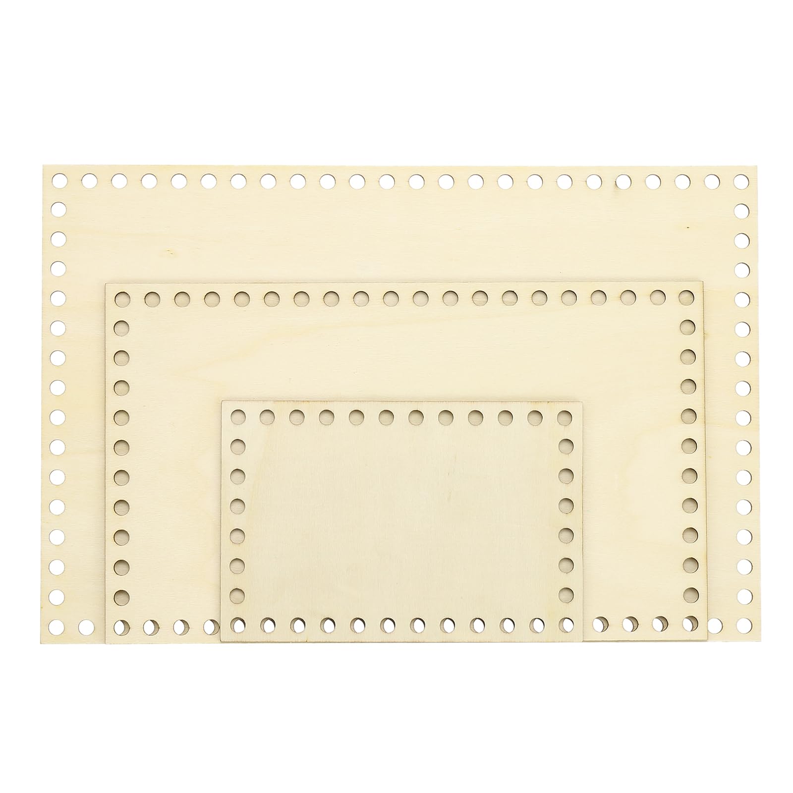 PATIKIL 3 Sizes Crochet Basket Bottom, 1 Set Rectangle Blank Crochet Knitting Wooden Base for DIY Craft Weaving Basket Making Supplies Home Decoration