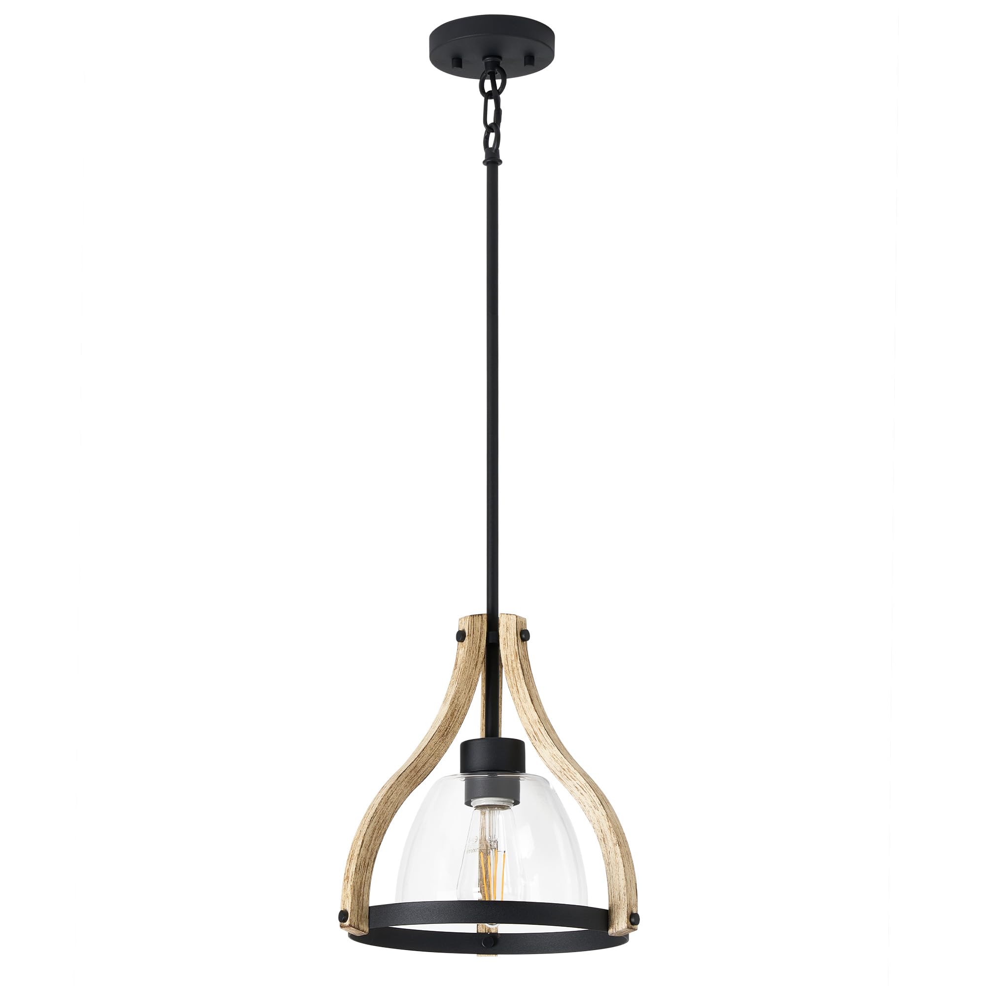 Photo 1 of ***(GLASS PENDANT MISSING -NOT INCLUDED)***  
HANASS Pendant Light Fixtures, Farmhouse Wood  Lighting for Kitchen Island, Rustic Pendant Lights, Height Adjustable, MD89437