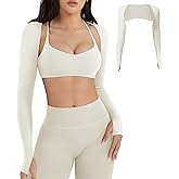 YEOREO Women Crop Top Long Sleeve Bolero Open Front Workout Cropped Shirts Sports Shrug