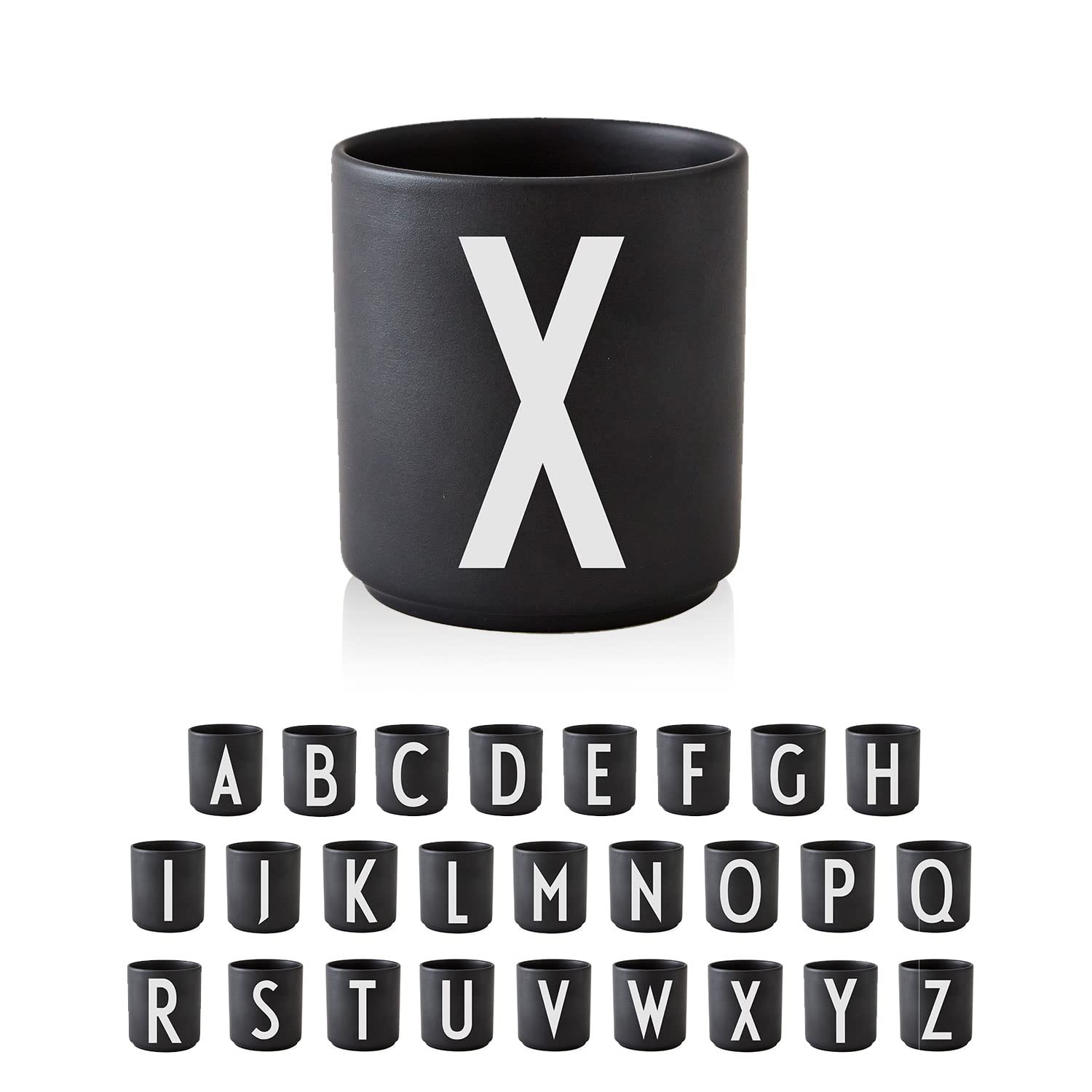 Design Letters Coffee Cup (A-Z) | Gift for Men, Gifts for Women & Friend Gifts | Porcelain Coffee Mug | Personalised Gift | Tea Cup | Initial Mug for Table Decoration | Letter Mug | Black Mug 250 Ml