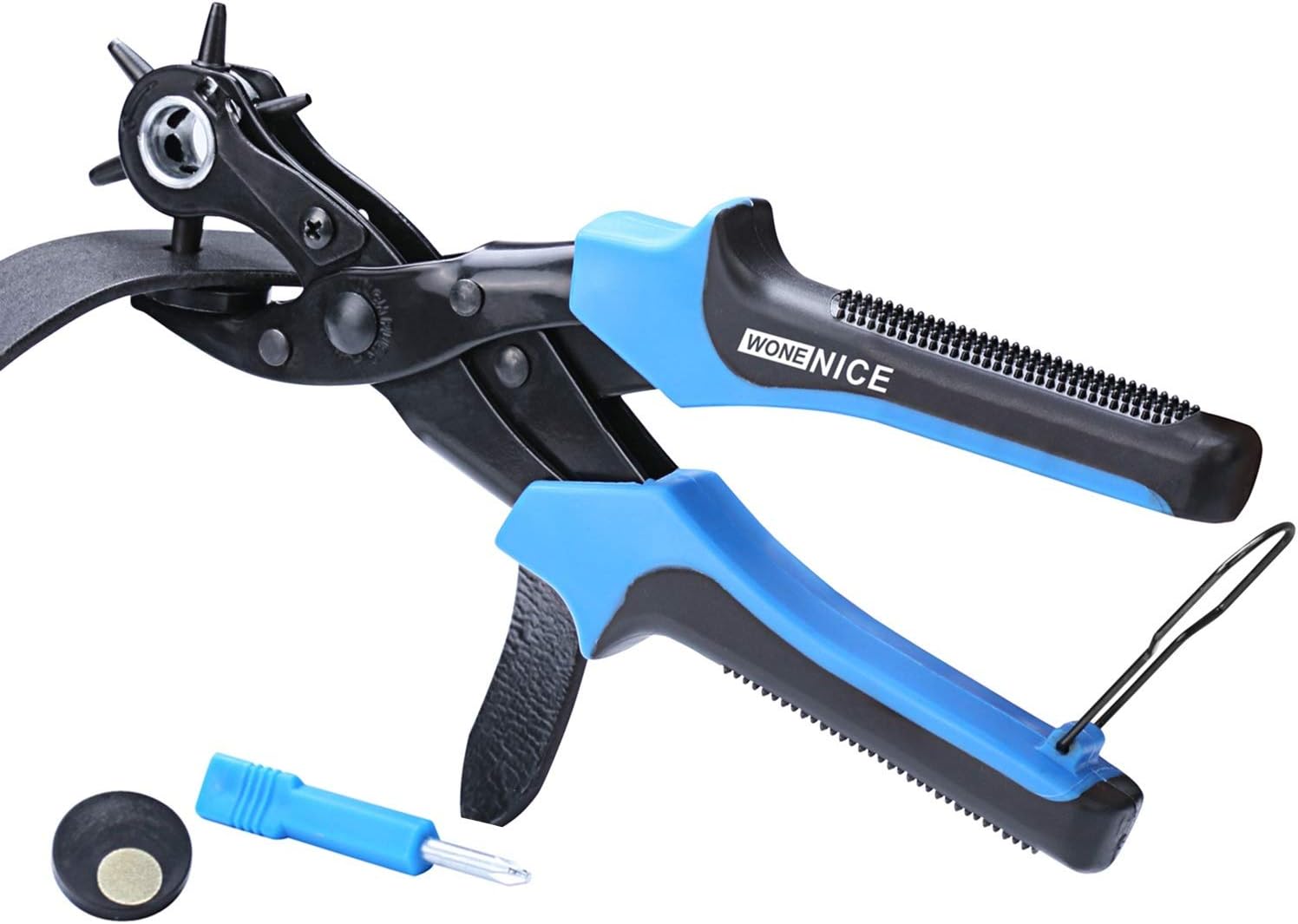 WoneNice Belt Hole Puncher for Leather, Saddle, Watch Strap, Shoe, Plastic, Rubber, Canvas, Cardboard, Saddles, Fabric, Paper, etc - - 