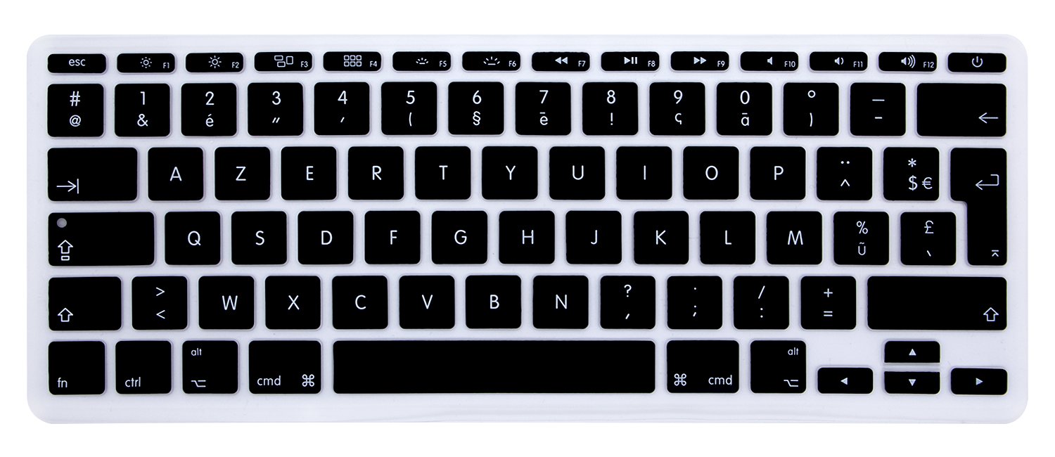 MMDW French AZERTY ISO Keyboard Cover for Macbook 11"11.6 Inch A1465 A1370 European/ISO Keyboard Layout Silicone Skin,Black