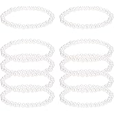 PATIKIL 10 Pcs White Pearl Bracelets for Women, 6mm Stackable Faux Pearl Beads Stretch Bracelet for Lady Bridal Bridesmaid Wedding Party Gifts, Beige