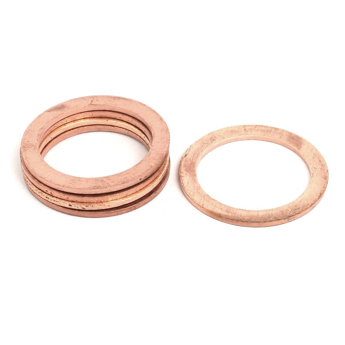 Sourcingmap 5pcs 24mmx32mmx1.5mm Copper Flat Ring Sealing Crush Washer Gasket